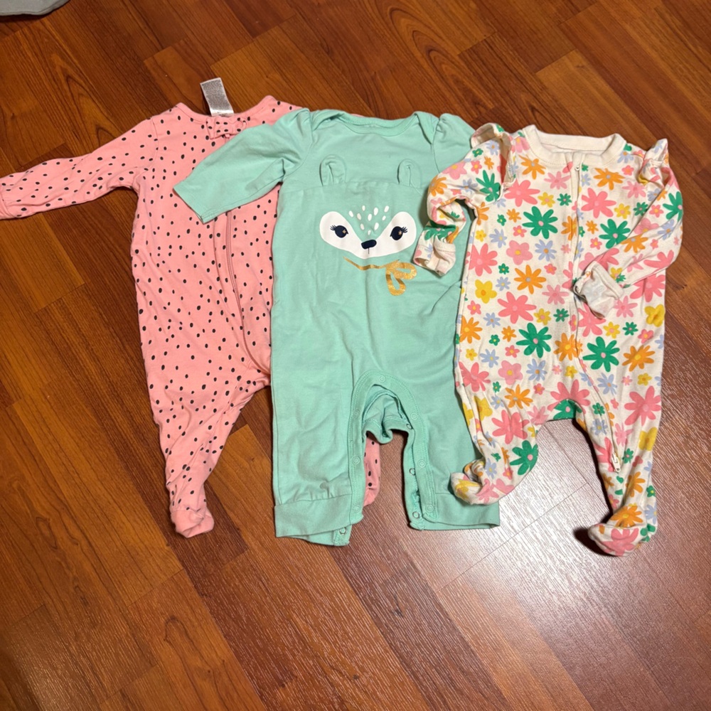 Gerber, Cat and Jack, and Old Navy Sleepers 3 month